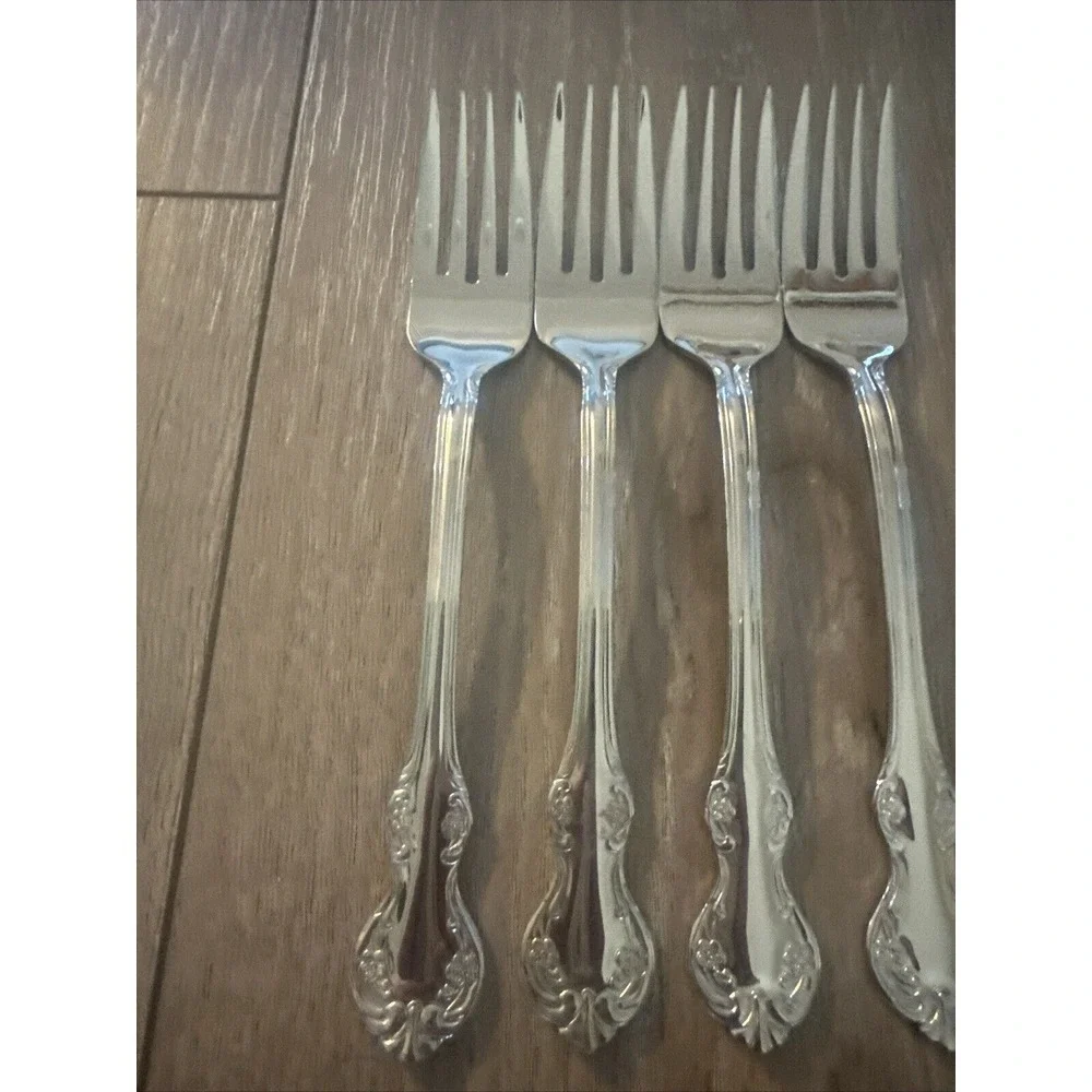Vtg Wallace Camden 4 Salad Dessert Fork Lot Stainless Flatware 18/10‎